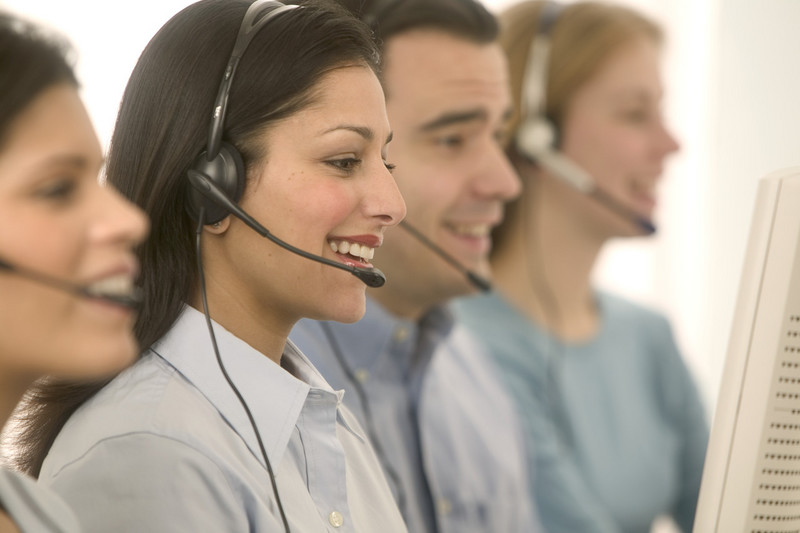 smiling telemarketer