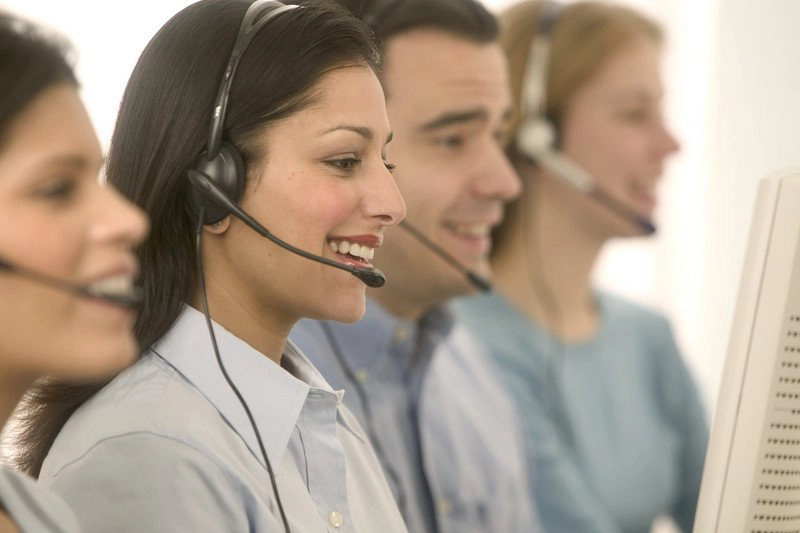 smiling telemarketer